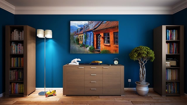 Picture on Blue Wall