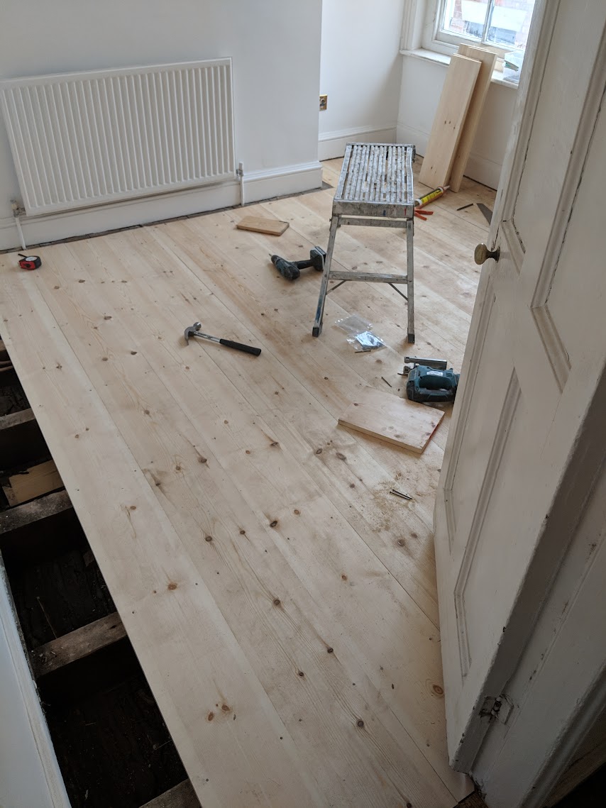 Burn finish floorboards